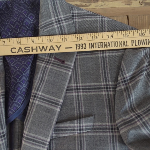 Ted Baker Grey Plaid 100% Wool Blazer - Picture 12 of 14